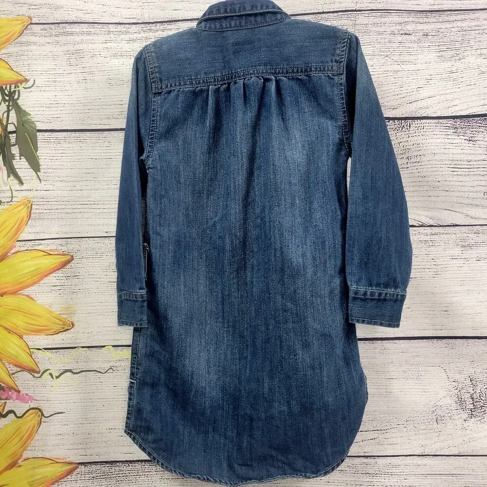 Old Navy Denim Shirt Dress Button Front Long Sleeve Tunic Chambray‎ Size XS/TP 5